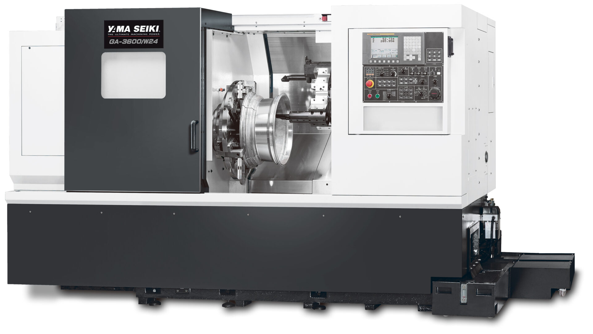 CNC machine with control panel and enclosure.