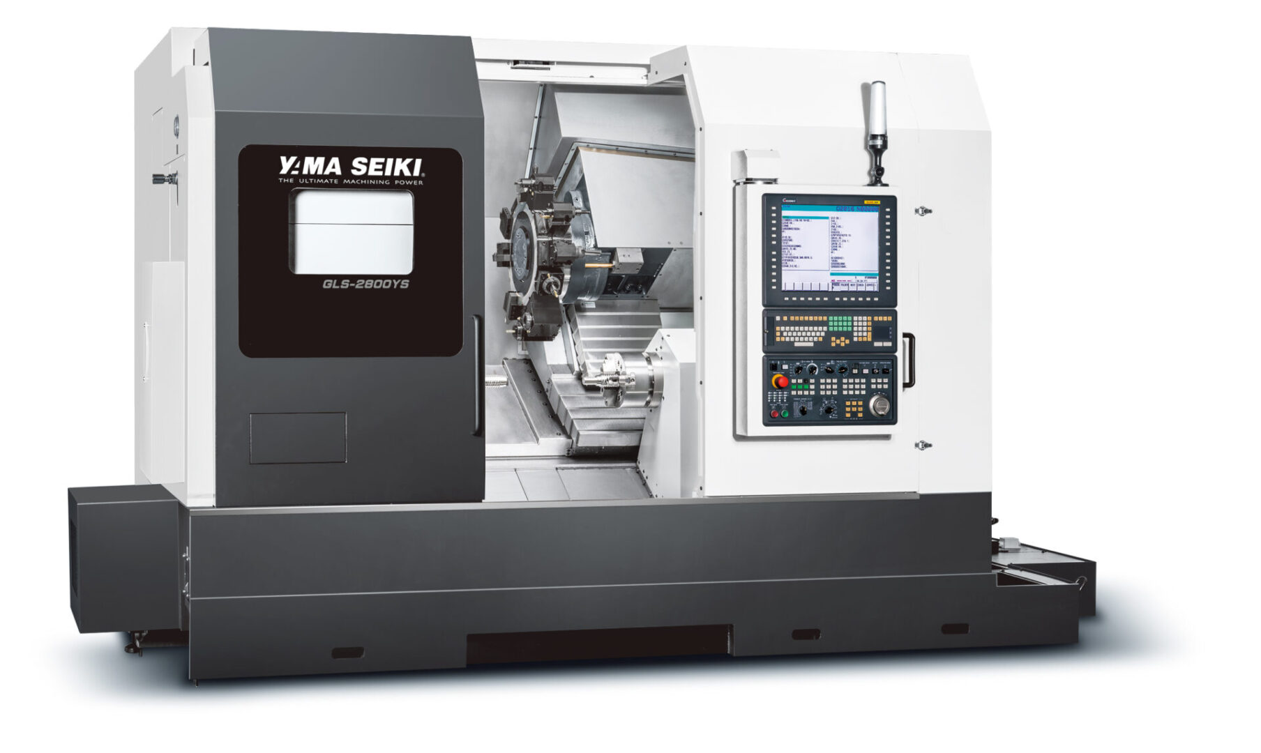CNC machine with control panel and tooling.