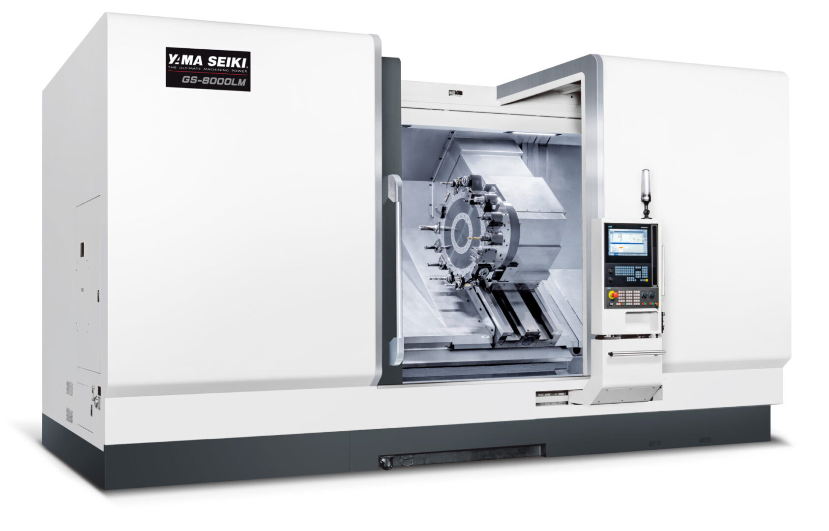 CNC machine with control panel and tools.