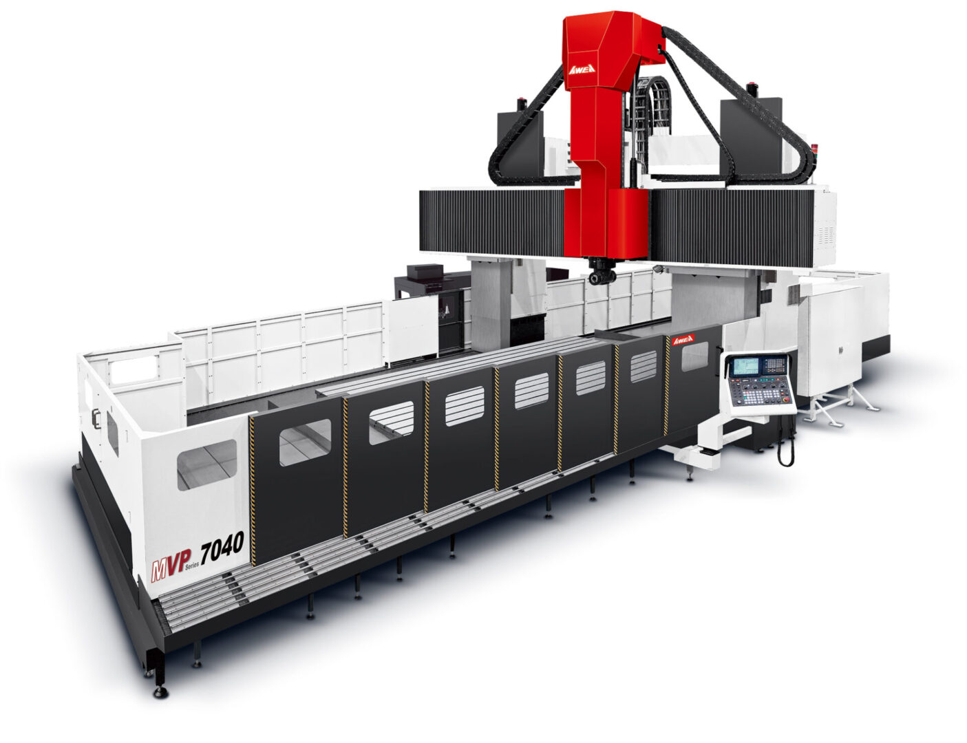 Large industrial CNC machine with control panel.
