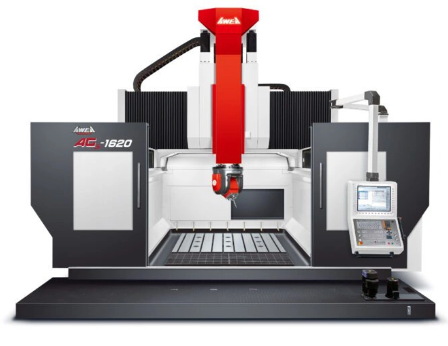 Industrial CNC machine with control panel.